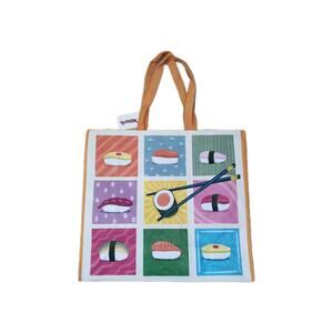 Sushi Nigri Orange Collage Shopping‎ Bag Reusable Large Tote Gift TJMaxx New